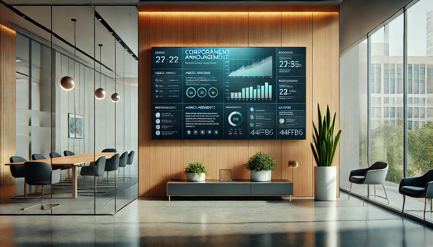 Corporate announcements and office screens